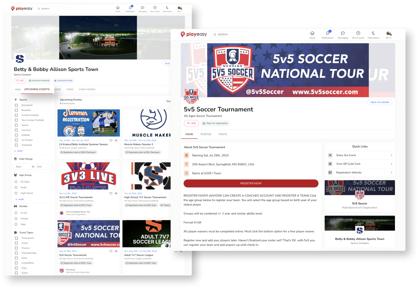 Facility event marketplace and event