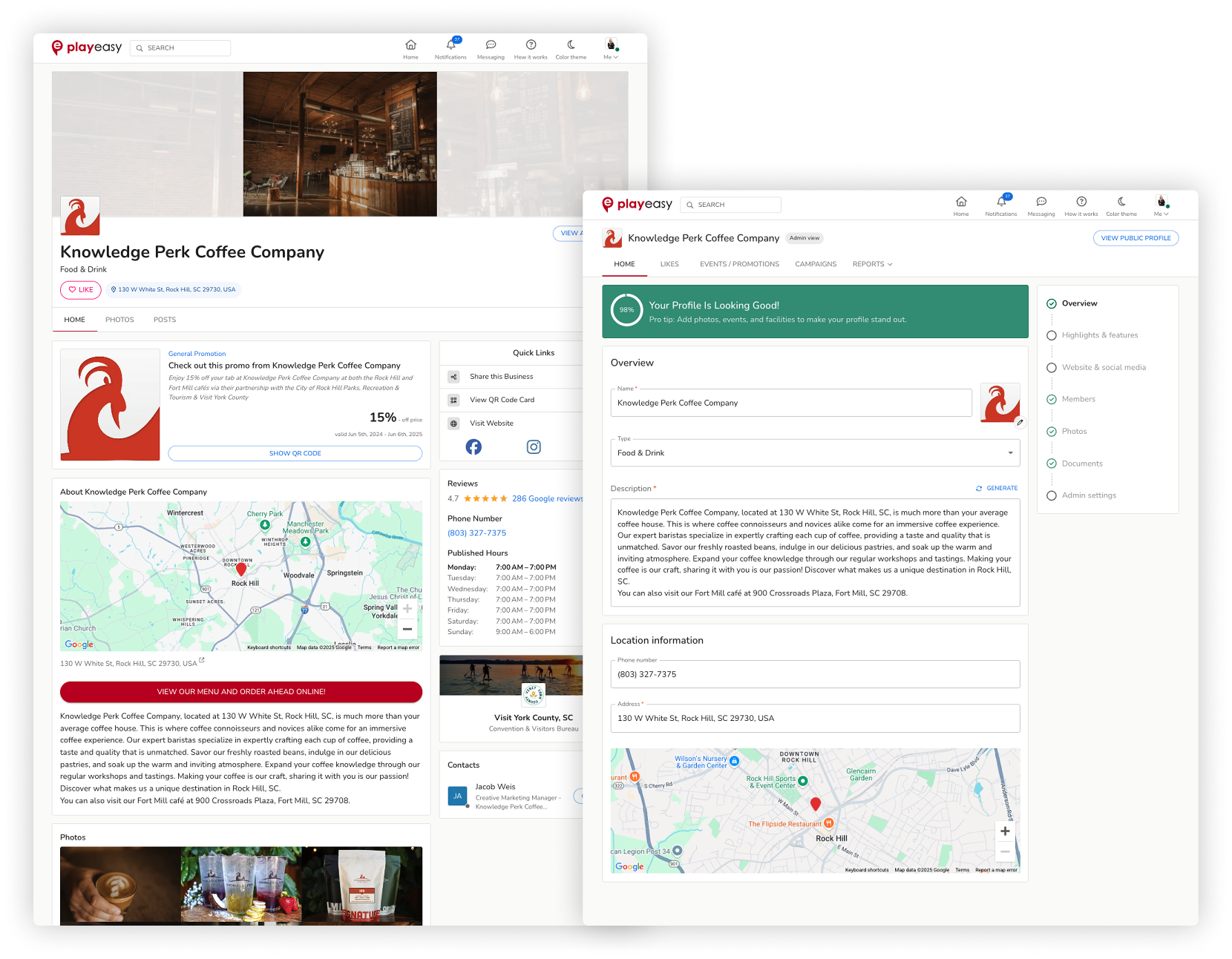 Local Business Profile — Public and Admin View