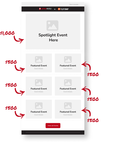 TeamSnap Email Boosted Event Prices